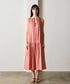 natural dye sheer cotton check gather dress