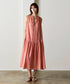 natural dye sheer cotton check gather dress