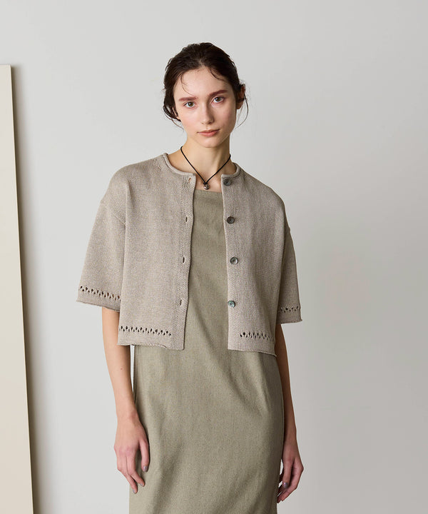 paper knit 2way half sleeve top