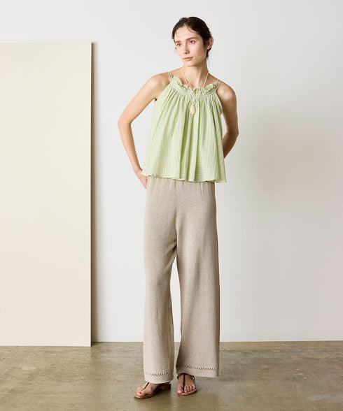 natural dye sheer cotton check gather camisole