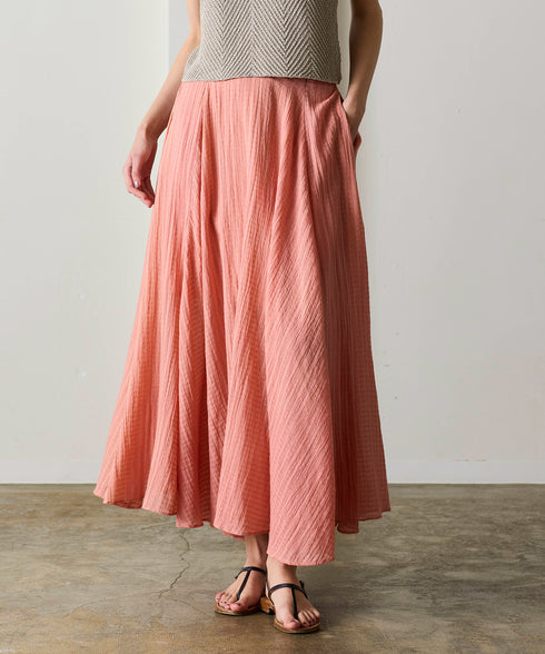 natural dye sheer cotton check flare skirt