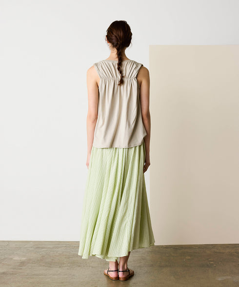 natural dye sheer cotton check flare skirt