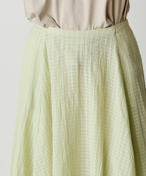 natural dye sheer cotton check flare skirt
