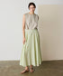 natural dye sheer cotton check flare skirt