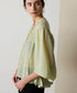 natural dye sheer cotton check gather blouse