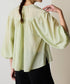 natural dye sheer cotton check gather blouse