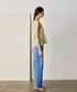 natural dye sheer cotton check draped top