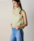 natural dye sheer cotton check draped top