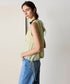 natural dye sheer cotton check draped top