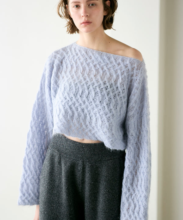 wool mohair cable cropped cardigan