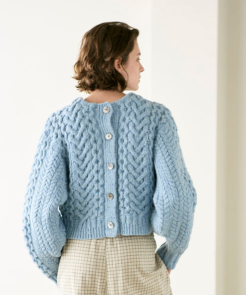 wool nep cable cardigan