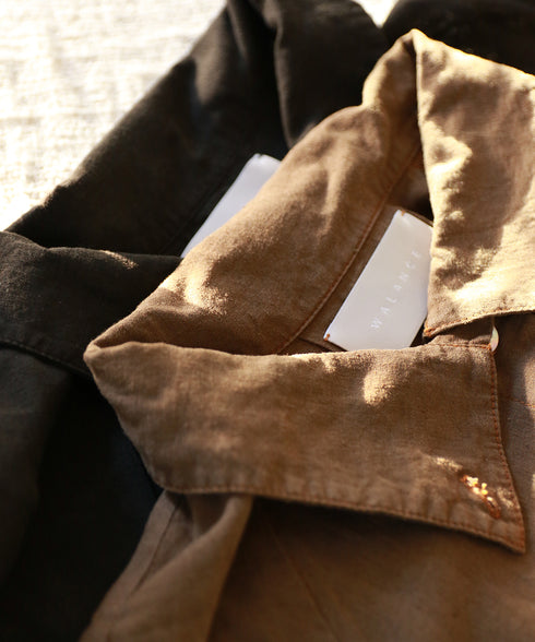 【RE:COLOR】hemp lyocell high neck shirt dress