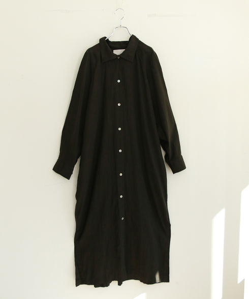 【RE:COLOR】hemp lyocell high neck shirt dress