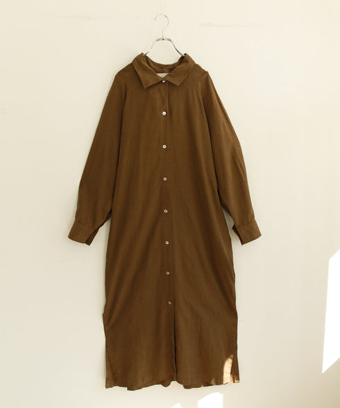 【RE:COLOR】hemp lyocell high neck shirt dress