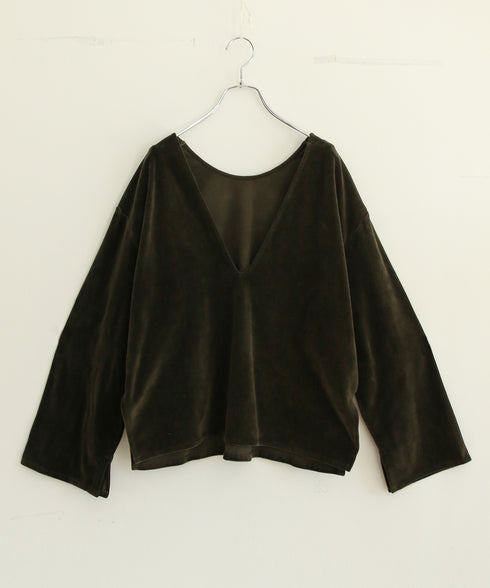 【RE:COLOR】cotton velour deep v-neck top