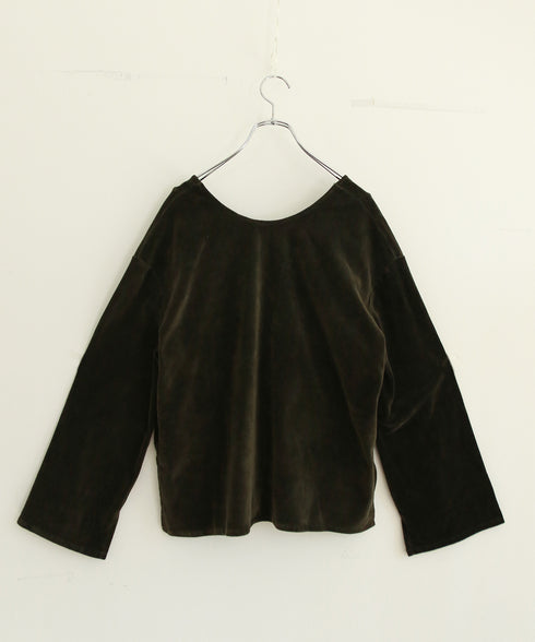 【RE:COLOR】cotton velour deep v-neck top