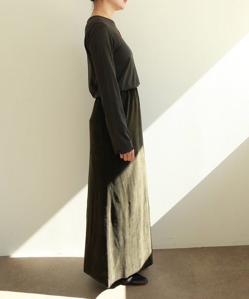【RE:COLOR】cotton velour long skirt