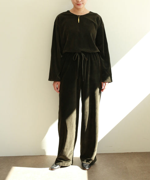 【RE:COLOR】cotton velour deep v-neck top