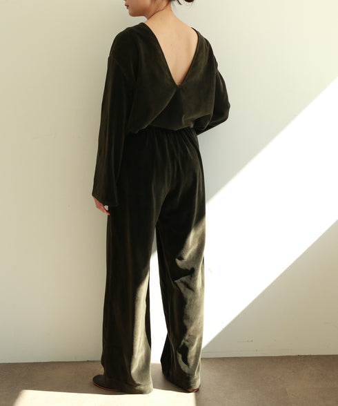 【RE:COLOR】cotton velour deep v-neck top