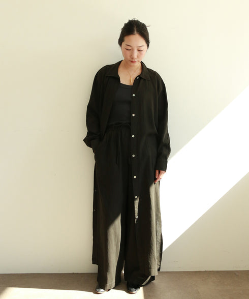 【RE:COLOR】hemp lyocell high neck shirt dress