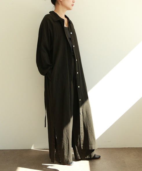 【RE:COLOR】hemp lyocell high neck shirt dress