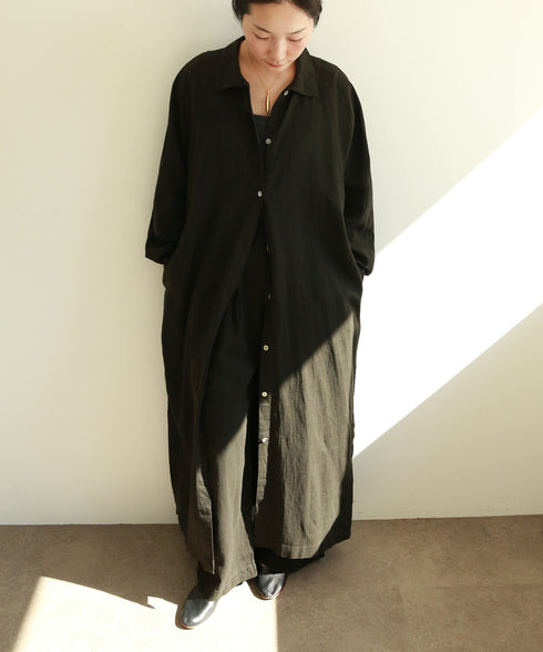 【RE:COLOR】hemp lyocell high neck shirt dress