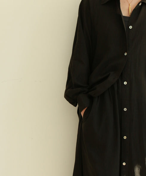 【RE:COLOR】hemp lyocell high neck shirt dress