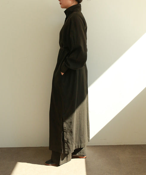 【RE:COLOR】hemp lyocell high neck shirt dress