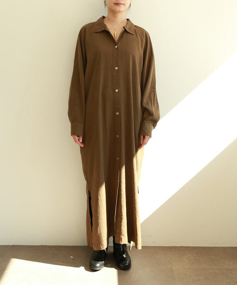 【RE:COLOR】hemp lyocell high neck shirt dress