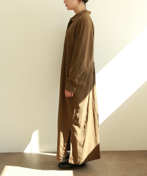 【RE:COLOR】hemp lyocell high neck shirt dress