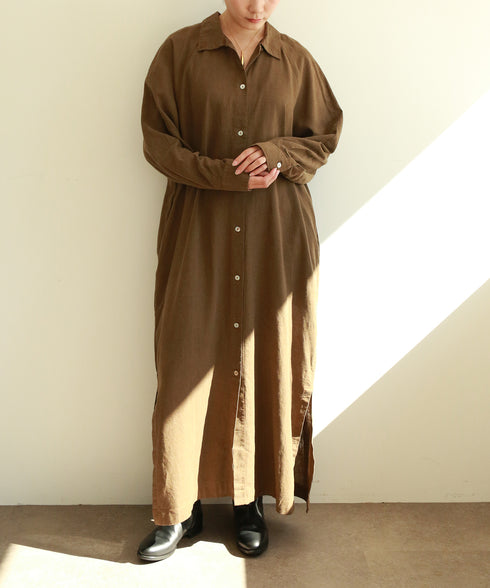 【RE:COLOR】hemp lyocell high neck shirt dress