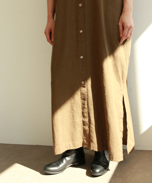 【RE:COLOR】hemp lyocell high neck shirt dress