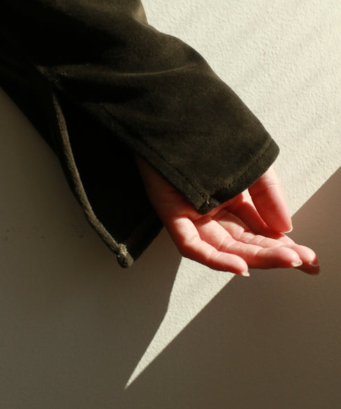 【RE:COLOR】cotton velour deep v-neck dress