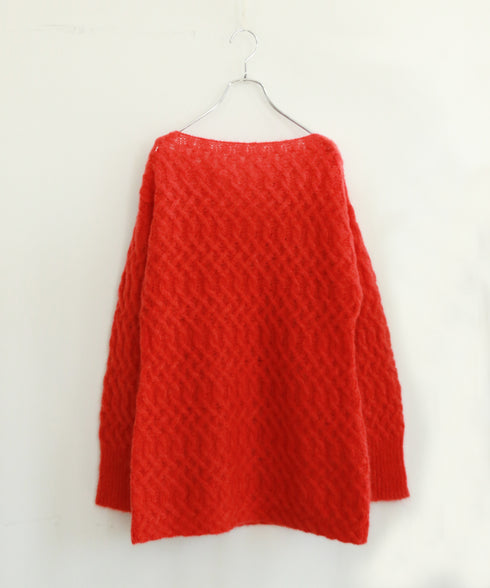 wool mohair cable boatneck top