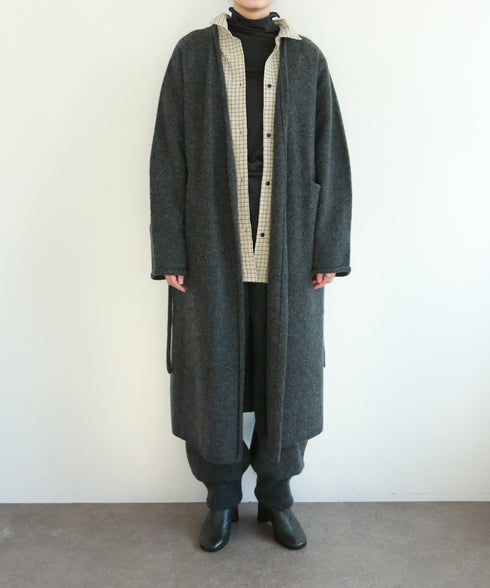boiled wool long cardigan