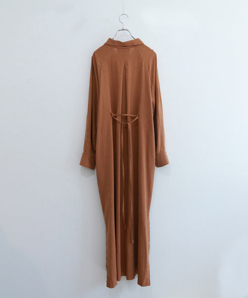 hemp lyocell high neck shirt dress