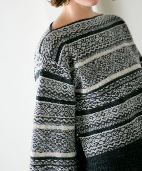 wool jacquard boatneck top