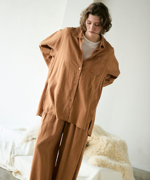 hemp lyocell high neck shirt