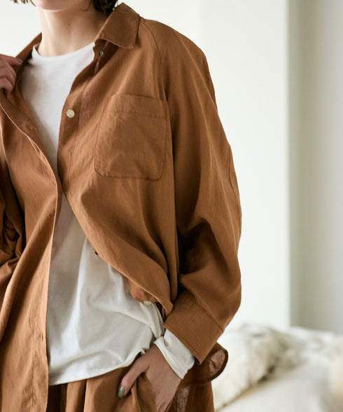 hemp lyocell high neck shirt