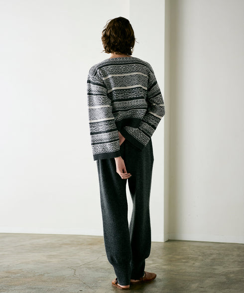 wool jacquard boatneck top