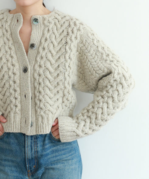 wool nep cable cardigan