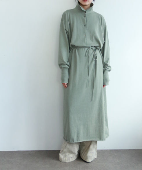 seawool×organic cotton polo knit dress