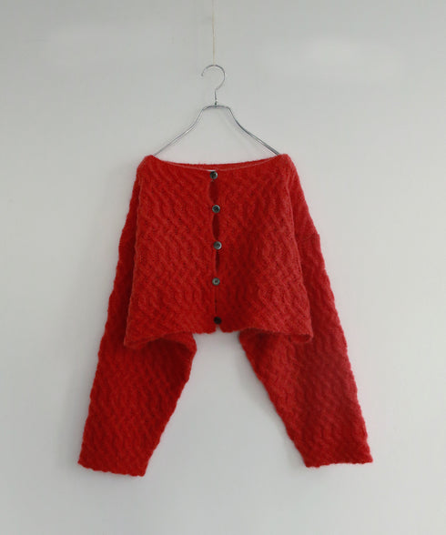 wool mohair cable cropped cardigan