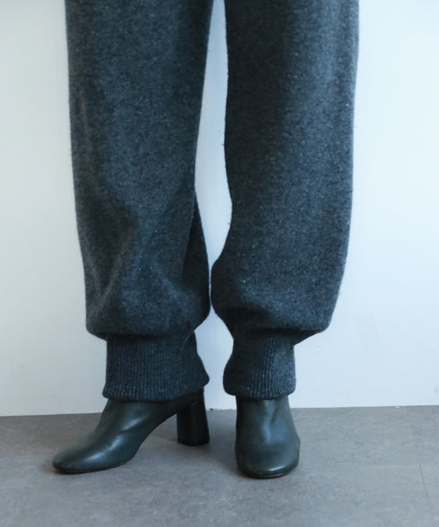 boiled wool high waist pants