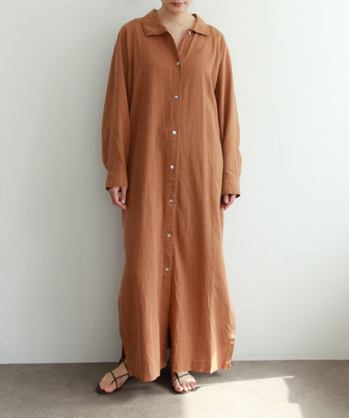 hemp lyocell high neck shirt dress
