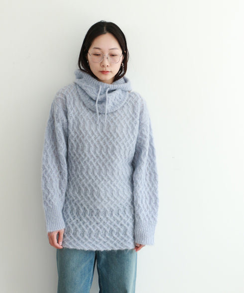 wool mohair cable boatneck top