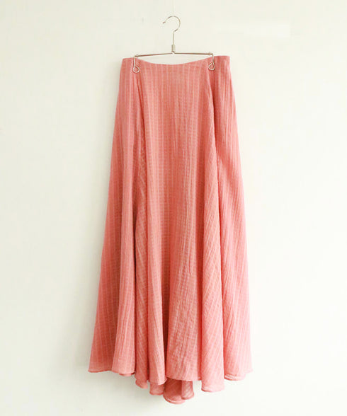 natural dye sheer cotton check flare skirt