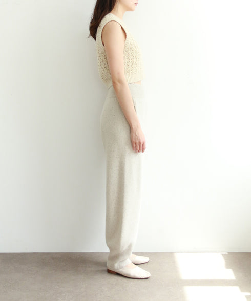 boiled wool high waist pants