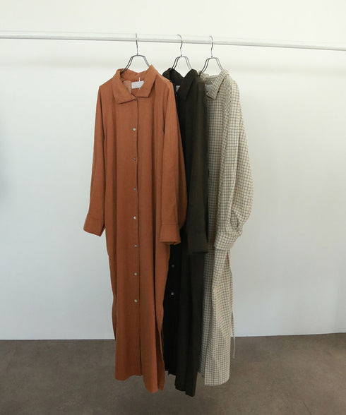 hemp lyocell high neck shirt dress