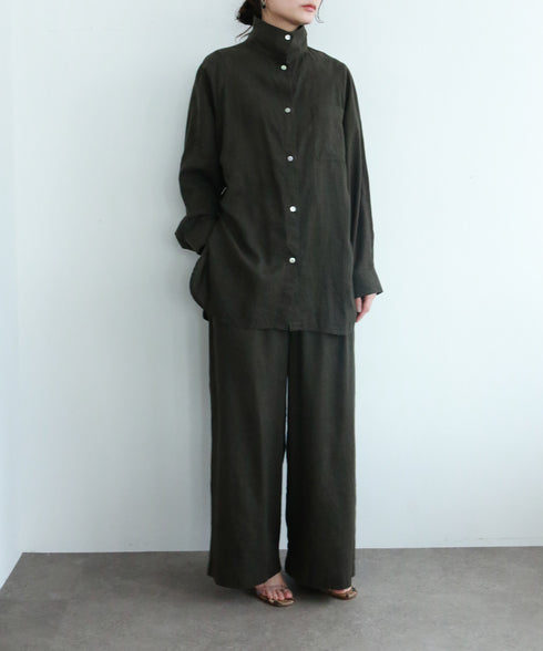 hemp lyocell high neck shirt